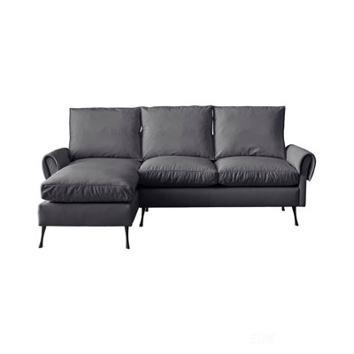 81"Modern Sectional Leather L-Shaped Sofa Couch with Reversible Chaise Lounge by Latitude Run