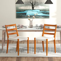 Omaar 18.9" Width Classic Soft Linen Upholstery Dining Chair With Wooden Leg by George Oliver