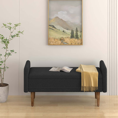 linen fabric Storage Ottoman Bench For Entryway by Latitude Run