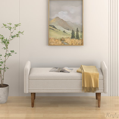 linen fabric Storage Ottoman Bench For Entryway by Latitude Run
