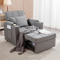 Sleeper Chair Bed Convertible Armchair Bed With Cup Holders Single Convertible Chair 3-In-1 Futon Chair Bed With Side Pocket, Pull Out Sleeper Bed Liv by Ebern Designs