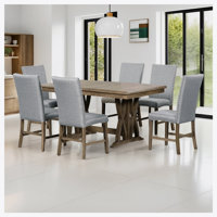Mid-Century Solid Wood 7-Piece Dining Table Set Extendable Kitchen Table Set by Red Barrel Studio