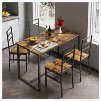 Five-piece set table and chair with backrest, industrial style, solid structure by 17 Stories