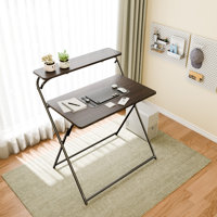 2-Tier Folding Computer Desk, No Assembly Required, 31.inch  Small Foldable Desk with Shelf by Ebern Designs