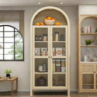 Kitchen Storage Cabinet With Arch Design, Acrylic Glass Doors And Adjustable Shelves by Latitude Run