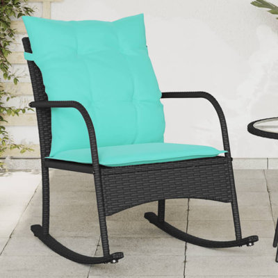 Winston Porter Patio Rocking Chair With Cushions Gray Poly Rattan by Winston Porter