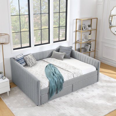 Upholstered Daybed Sofa Bed with Two Drawers