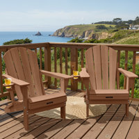 Outdoor Adirondack Chair Set Weather-Resistant HDPE Foldable Patio Chair Fire Pit Chair with Cup Holder by Beachcrest Home