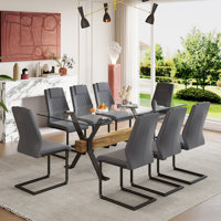 7-Piece Glass Top Dining Table Sets by Mercer41
