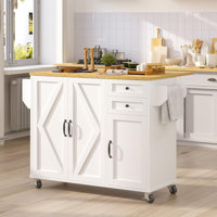 Rolling Kitchen Island On Wheels, Kitchen Island Cart with Drop Leaf Countertop