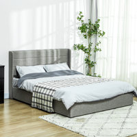 Bed Frame With Headboard, Upholstered Platform Bed Frame With Storage Drawers, Wood Slats, Noise-Free, And Easy Assembly, No Box Spring Needed, Light