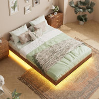 Queen Floating Bed With Led Lights, Fluted Bed Floating by Wrought Studio
