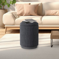 Velvet Round Upholstered Vanity Stool Storage  Ottoman