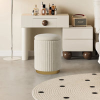 Velvet Round Upholstered Vanity Stool Storage  Ottoman by Mercer41
