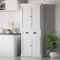 Tall Kitchen Pantry with 4 Doors and Large Drawer for Dining Room Living Room