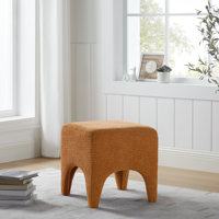 Modern Boucle Upholstered Ottoman, Shoe Changing Stool, Makeup Stool by Ebern Designs