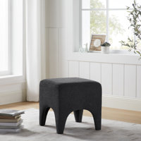 Modern Boucle Upholstered Ottoman, Shoe Changing Stool, Makeup Stool by Ebern Designs