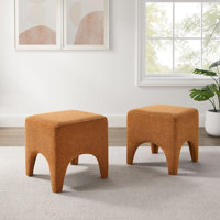 Modern Boucle Upholstered Ottoman, Shoe Changing Stool, Makeup Stool(Set Of 2) by Latitude Run