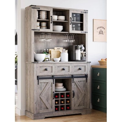 72" Farmhouse Bar Cabinet With 3 Drawer by August Grove