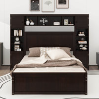 Wooden Bed With All-In-One Cabinet, Shelf And Sockets,and Trundle by Red Barrel Studio