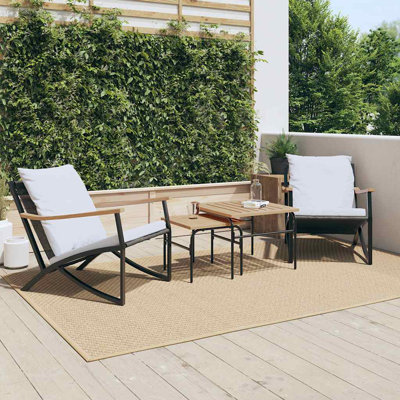 Ebern Designs 4 Piece Balcony Furniture Set With Cushions Black Steel