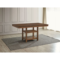 72"X42" + 18" B. Leaf Wooden Counter Height Table With Shelves Base by Red Barrel Studio