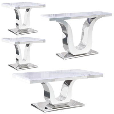 4 Piece White Living Room Table Set Of 4 by Everly Quinn