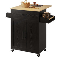 26"W Rolling Kitchen Island Table On Wheels With Drop Leaf by Winston Porter