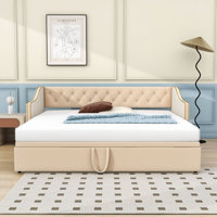 Hokulani Luxurious Twin Velvet Daybed with Twin Trundle and Slats by House of Hampton