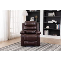 Adele 34.2" Wide Breathable Leather Manual Recliner Chair by Wrought Studio