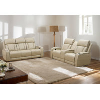 Rea+ Breathing Leather 2-Piece Living Room Recliner Sofa Set With LED,Wireless Charger,Storage Arm by Ivy Bronx