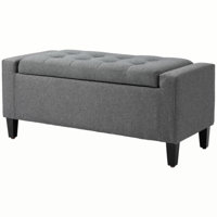 Storage Ottoman, Linen Upholstered Storage Bench With Lift Top And Button Tufted For Living Room by Corrigan Studio