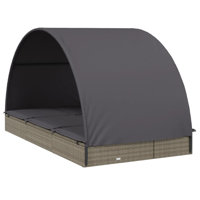 2-Person Sunbed with Round Roof Patio Daybed Furniture Poly Rattan by Latitude Run