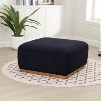 Square Solid Wood Fabric Ottoman by Latitude Run