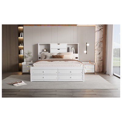 Platform Bed With Storage Headboard And 8 Drawers by Red Barrel Studio