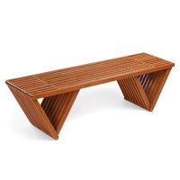 63 In. 3-Person Outdoor Wood Bench With Triangle Base by Latitude Run