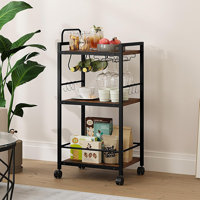 Compact Black Metal Bar Cart - Stylish Storage For Small Spaces, Wine & Glass Holder by 17 Stories