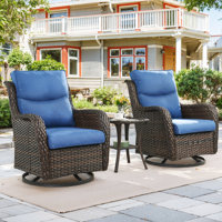 Outdoor Wicker Swivel Glider Chairs Set With 5" Cushions And Side Table by Red Barrel Studio