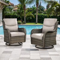 Outdoor Wicker Swivel Glider Chairs With 5" Cushions by Red Barrel Studio