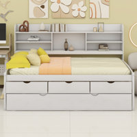 Captain Bed With Built-In Bookshelves,Three Storage Drawers And Trundle by Lark Manor