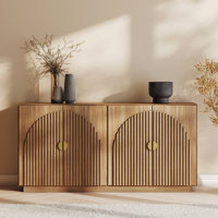 Corbey 64.8" Fluted Buffet Cabinet Symmetrical Arc Accent Sideboard Large Console Table by Ebern Designs