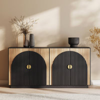 Corbey 64.8" Fluted Buffet Cabinet Symmetrical Arc Accent Sideboard Large Console Table by Ebern Designs