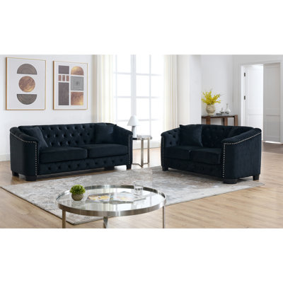 3-seater and 2-seater Velvet sofa by Rosdorf Park