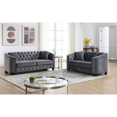 3-seater and 2-seater Velvet sofa by Rosdorf Park