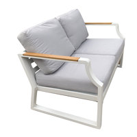 Elves Outdoor Patio Aluminum Loveseat Sofa With Gray Cushions by Winston Porter