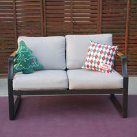 Elves Outdoor Patio Aluminum Loveseat Sofa With Gray Cushions by Winston Porter