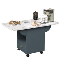 Extendable Drop Leaf Folding Dining Table With Drawer & Storage Rack by Ebern Designs