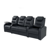 Leather Home Theater Seating Dual Power Movie Theater Chairs Theater Recliner Sofa by Orren Ellis
