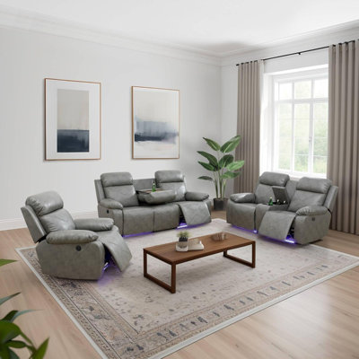 3-Piece Vegan Leather Power Reclining Living Room Sofa Set by Ivy Bronx