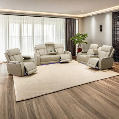 3-Piece Vegan Leather Power Reclining Living Room Sofa Set by Ivy Bronx